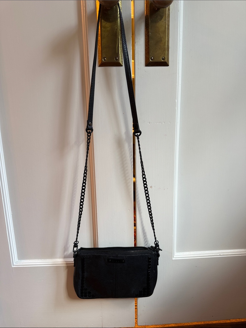 Milly Black Crossbody evening bag leather with black studs